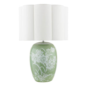 Laura Ashley Pashley Table Lamp Green Ceramic & Polished Chrome with Shade LA3756734-Q