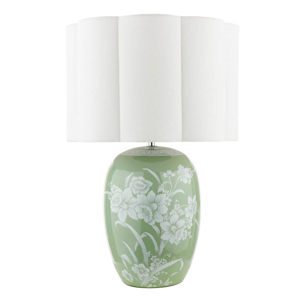 Laura Ashley Pashley Table Lamp Green Ceramic & Polished Chrome with Shade LA3756734-Q