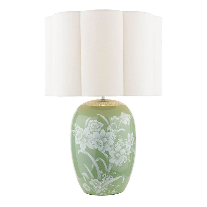 Laura Ashley Pashley Table Lamp Green Ceramic & Polished Chrome with Shade LA3756734-Q