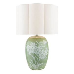 Laura Ashley Pashley Table Lamp Green Ceramic & Polished Chrome with Shade LA3756734-Q