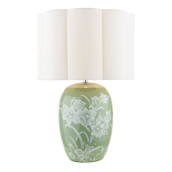 Laura Ashley Pashley Table Lamp Green Ceramic & Polished Chrome with Shade LA3756734-Q