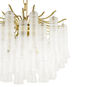 Laura Ashley Penlee 4 Light Pendant Matt Antique Brass & Ribbed Glass LA3756709-Q