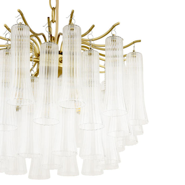 Laura Ashley Penlee 4 Light Pendant Matt Antique Brass & Ribbed Glass LA3756709-Q