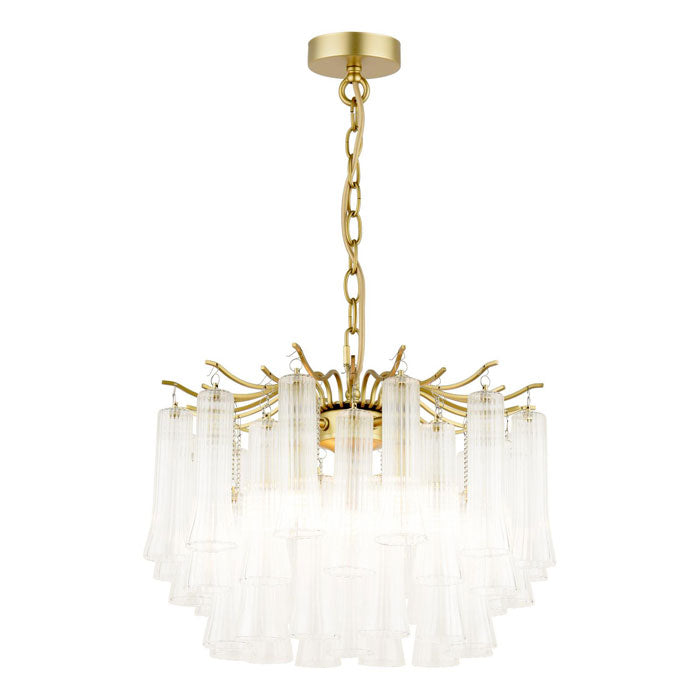 Laura Ashley Penlee 4 Light Pendant Matt Antique Brass & Ribbed Glass LA3756709-Q