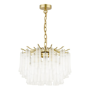 Laura Ashley Penlee 4 Light Pendant Matt Antique Brass & Ribbed Glass LA3756709-Q