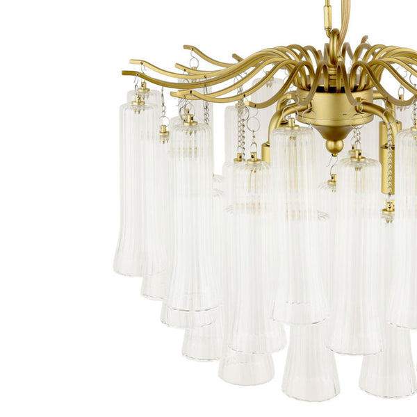 Laura Ashley Penlee 4 Light Pendant Matt Antique Brass & Ribbed Glass LA3756709-Q