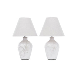 Laura Ashley Pussywillow Table Lamp Cream Ceramic and Polished Chrome With Shade (Twin Pack) LA3756565-Q