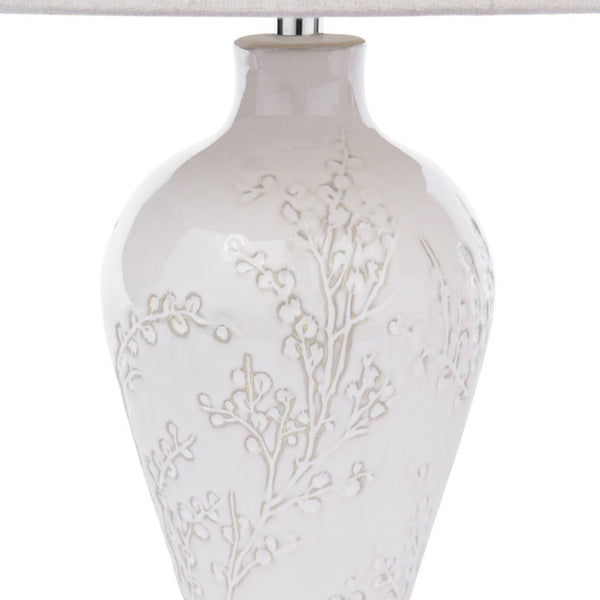 Laura Ashley Pussywillow Table Lamp Cream Ceramic and Polished Chrome With Shade (Twin Pack) LA3756565-Q