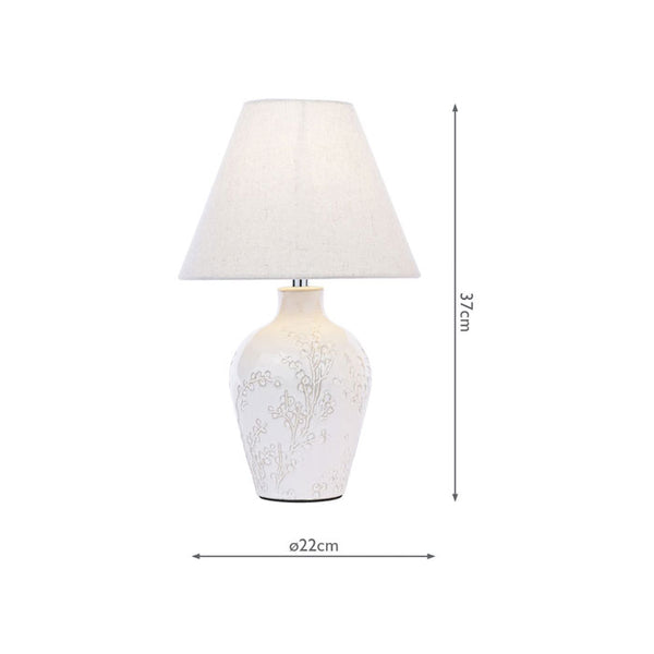 Laura Ashley Pussywillow Table Lamp Cream Ceramic and Polished Chrome With Shade (Twin Pack) LA3756565-Q