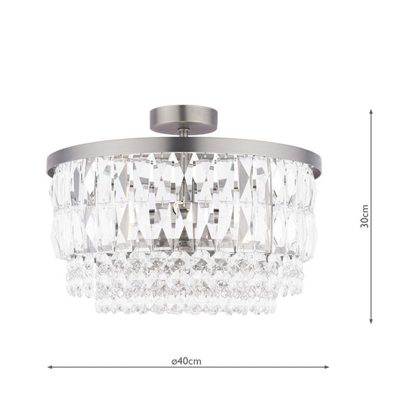 Laura Ashley Rhosill 3 Light Semi-Flush Crystal and Aged Pewter LA3756467-Q