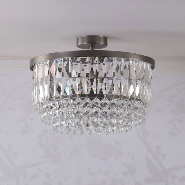 Laura Ashley Rhosill 3 Light Semi-Flush Crystal and Aged Pewter LA3756467-Q