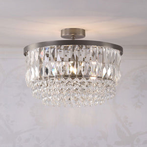 Laura Ashley Rhosill 3 Light Semi-Flush Crystal and Aged Pewter LA3756467-Q