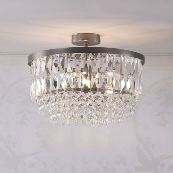 Laura Ashley Rhosill 3 Light Semi-Flush Crystal and Aged Pewter LA3756467-Q