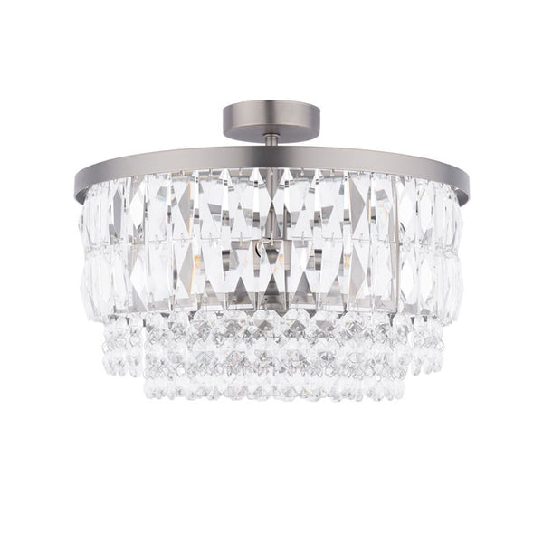 Laura Ashley Rhosill 3 Light Semi-Flush Crystal and Aged Pewter LA3756467-Q