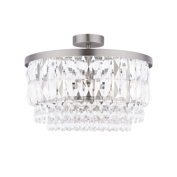 Laura Ashley Rhosill 3 Light Semi-Flush Crystal and Aged Pewter LA3756467-Q