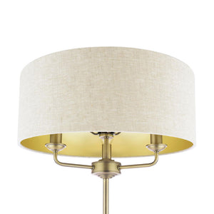 Laura Ashley Sorrento 3 Light Floor Lamp Matt Antique Brass with Natural Shade – LA3756755-Q
