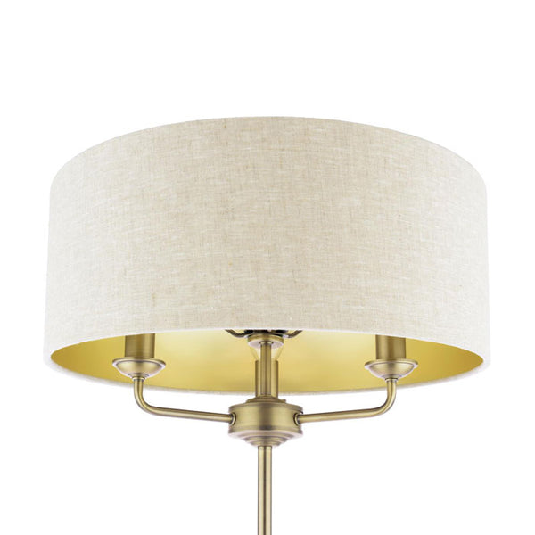Laura Ashley Sorrento 3 Light Floor Lamp Matt Antique Brass with Natural Shade – LA3756755-Q