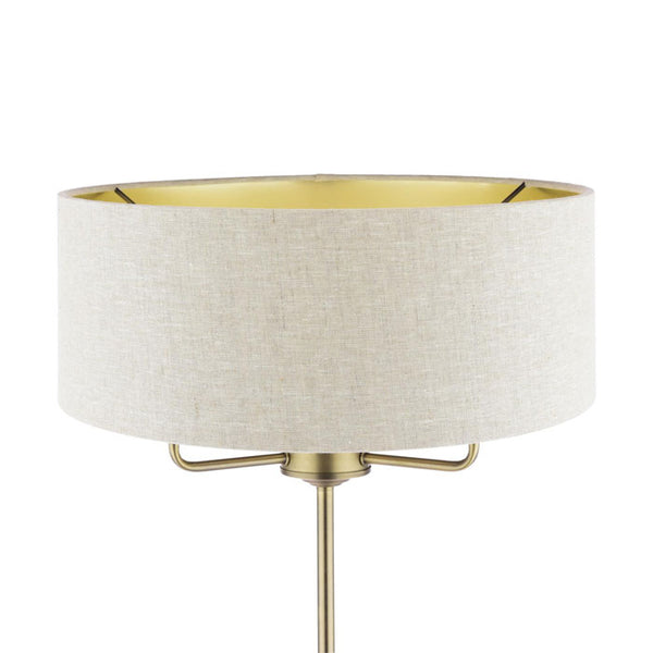 Laura Ashley Sorrento 3 Light Floor Lamp Matt Antique Brass with Natural Shade – LA3756755-Q