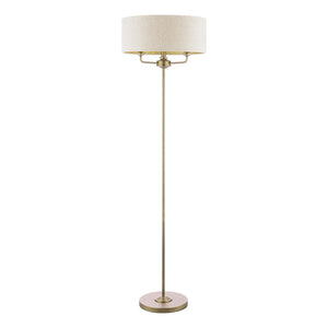 Laura Ashley Sorrento 3 Light Floor Lamp Matt Antique Brass with Natural Shade – LA3756755-Q