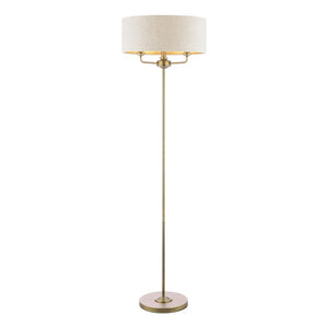 Laura Ashley Sorrento 3 Light Floor Lamp Matt Antique Brass with Natural Shade – LA3756755-Q