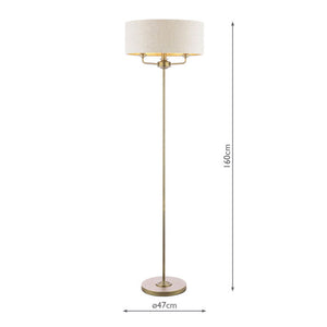Laura Ashley Sorrento 3 Light Floor Lamp Matt Antique Brass with Natural Shade – LA3756755-Q