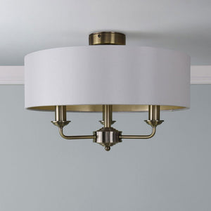 Laura Ashley Sorrento 3 Light Semi-Flush Antique Brass With Ivory Shade LA3756549-Q
