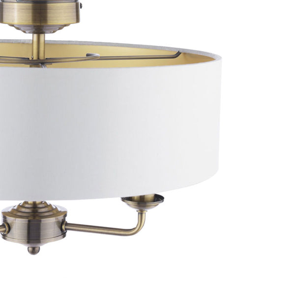 Laura Ashley Sorrento 3 Light Semi-Flush Antique Brass With Ivory Shade LA3756549-Q