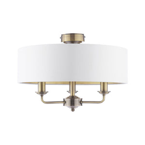Laura Ashley Sorrento 3 Light Semi-Flush Antique Brass With Ivory Shade LA3756549-Q