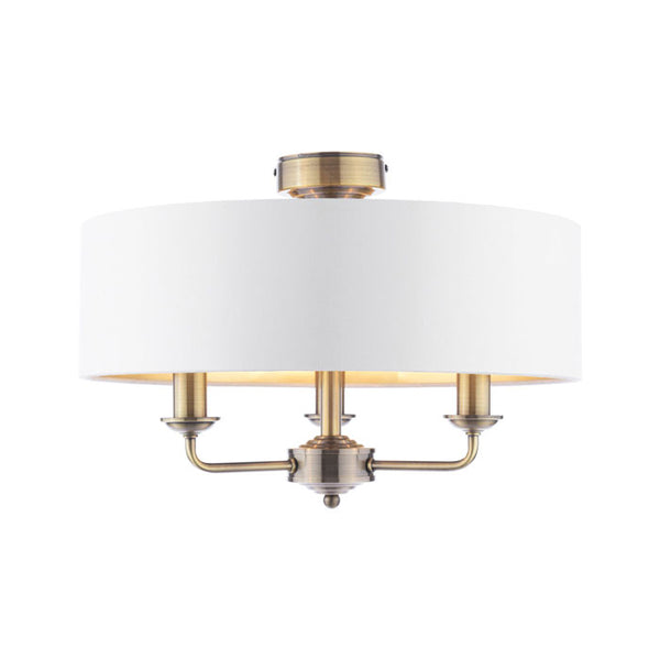 Laura Ashley Sorrento 3 Light Semi-Flush Antique Brass With Ivory Shade LA3756549-Q