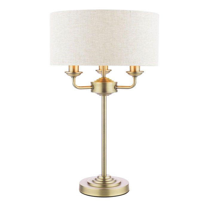 Laura Ashley Sorrento 3 Light Table Lamp Matt Antique Brass with Natural Shade LA3756754-Q