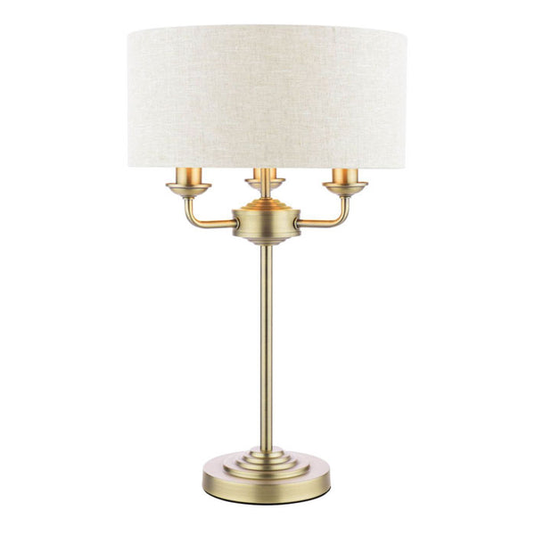 Laura Ashley Sorrento 3 Light Table Lamp Matt Antique Brass with Natural Shade LA3756754-Q