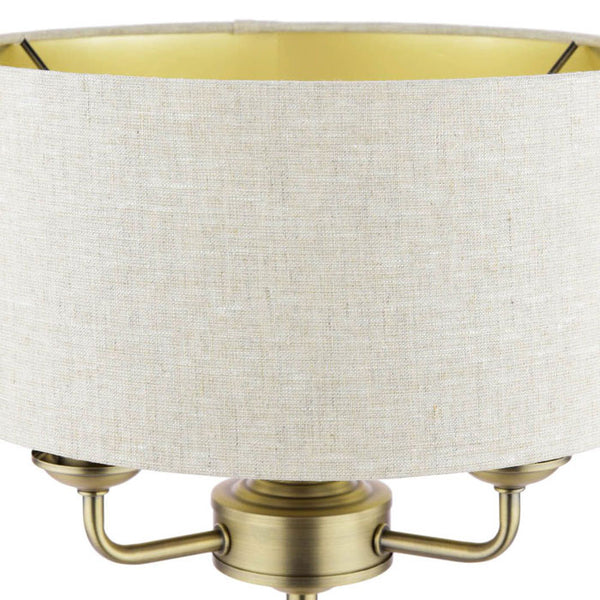 Laura Ashley Sorrento 3 Light Table Lamp Matt Antique Brass with Natural Shade LA3756754-Q