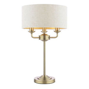Laura Ashley Sorrento 3 Light Table Lamp Matt Antique Brass with Natural Shade LA3756754-Q