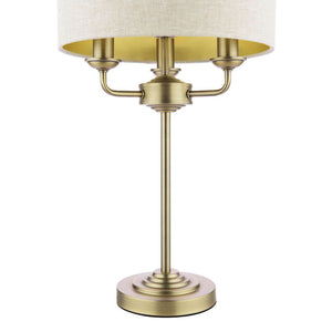 Laura Ashley Sorrento 3 Light Table Lamp Matt Antique Brass with Natural Shade LA3756754-Q