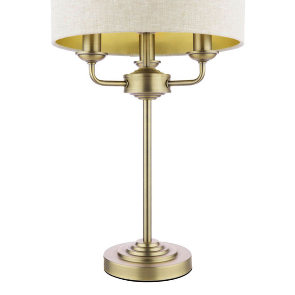 Laura Ashley Sorrento 3 Light Table Lamp Matt Antique Brass with Natural Shade LA3756754-Q