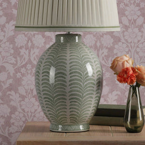 Laura Ashley Stannard Table Lamp Green Ceramic & Polished Chrome with Shade LA3756701-Q