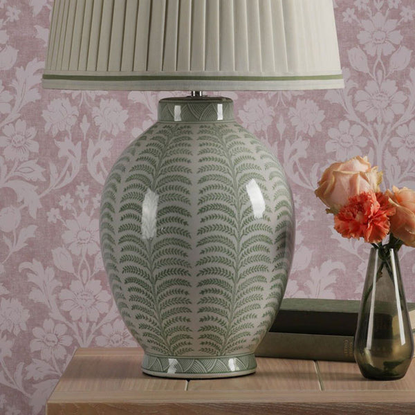 Laura Ashley Stannard Table Lamp Green Ceramic & Polished Chrome with Shade LA3756701-Q
