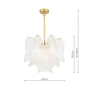 Laura Ashley Stannington 4 Light Pendant Matt Antique Brass and White Glass LA3756708-Q