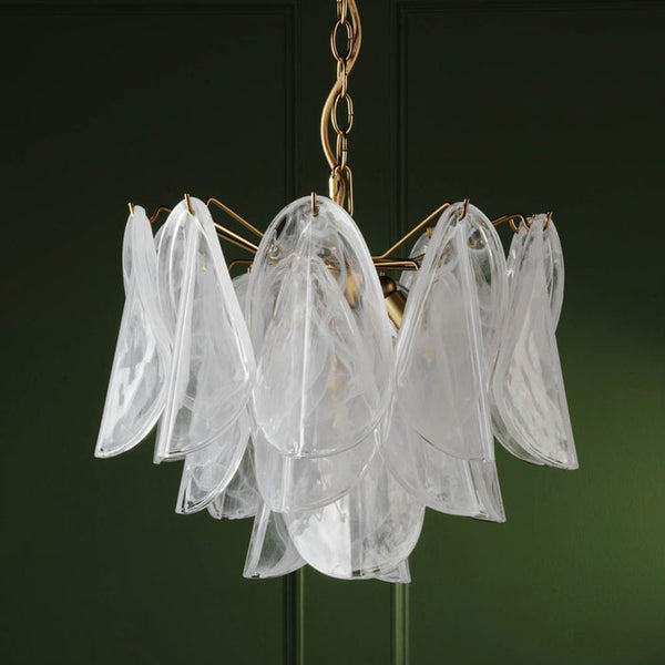 Laura Ashley Stannington 4 Light Pendant Matt Antique Brass and White Glass LA3756708-Q