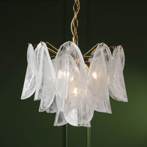 Laura Ashley Stannington 4 Light Pendant Matt Antique Brass and White Glass LA3756708-Q