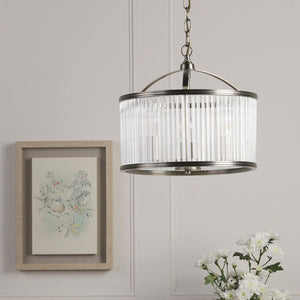 Laura Ashley Sutton 3 Light Pendant Matt Antique Brass and Ribbed Glass LA3756502-Q
