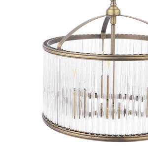 Laura Ashley Sutton 3 Light Pendant Matt Antique Brass and Ribbed Glass LA3756502-Q