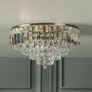 Laura Ashley Vienna 3 Light Flush Crystal and Antique Brass  LA3756756-Q