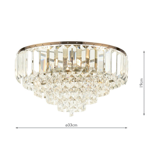 Laura Ashley Vienna 3 Light Flush Crystal and Antique Brass  LA3756756-Q
