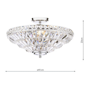Laura Ashley Vienna 3 Light Semi-Flush Polished Chrome and Crystal Ceiling Light LA3756604-Q