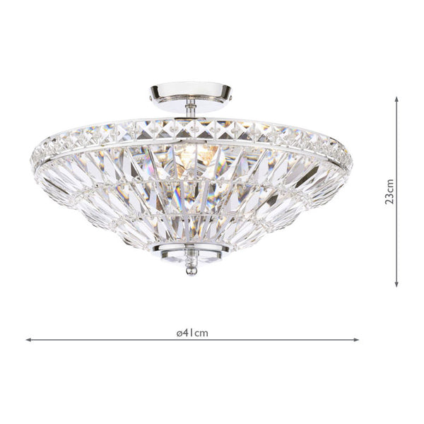 Laura Ashley Vienna 3 Light Semi-Flush Polished Chrome and Crystal Ceiling Light LA3756604-Q