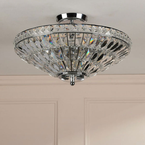 Laura Ashley Vienna 3 Light Semi-Flush Polished Chrome and Crystal Ceiling Light LA3756604-Q