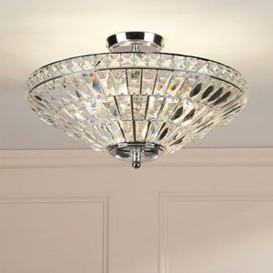 Laura Ashley Vienna 3 Light Semi-Flush Polished Chrome and Crystal Ceiling Light LA3756604-Q