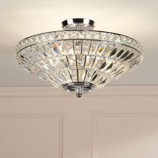 Laura Ashley Vienna 3 Light Semi-Flush Polished Chrome and Crystal Ceiling Light LA3756604-Q