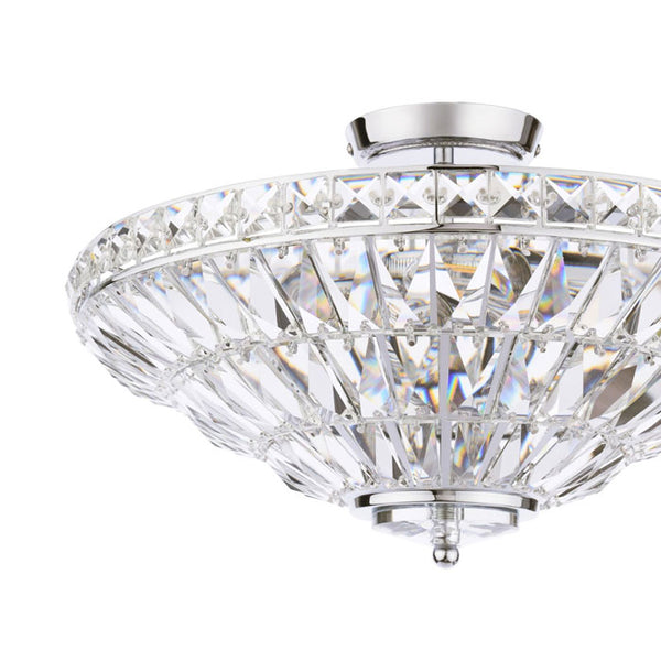 Laura Ashley Vienna 3 Light Semi-Flush Polished Chrome and Crystal Ceiling Light LA3756604-Q
